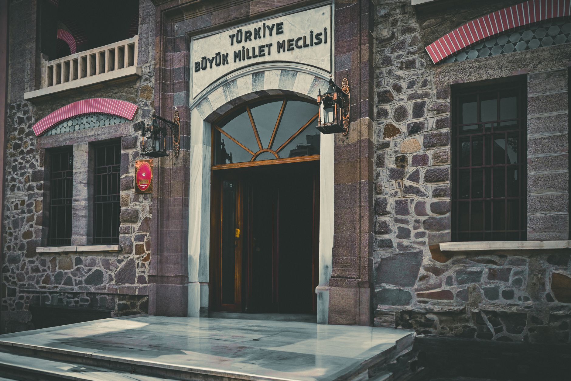 Polling station entrance during vote
